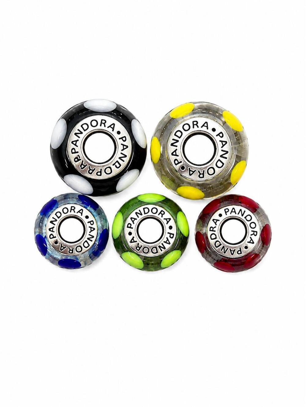 Auth. Pandora Murano Glass Charms Lot 5 S925 Beads